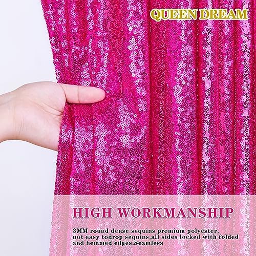 QueenDream Tablecloth Hot Pink Birthday Decorations: 90x90 Inch Sequin Tablecloth Drapes Glitter Fabric Wedding Party Table Overlay - Image 4