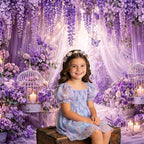 15x10ft Purple Butterfly Floral Backdrop for Photography Butterfly Flowers Girls Party Decorations Background Wedding Birthday Baby Shower Party Cake Table Decor Banner Photo Booth Props - Image 2