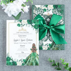 20 PCS 5.12x7.2 Butterfly Personalized Quinceanera Invitation, Customized XV Anos Laser Cut Invitation Cards with Envelopes (Emerald Green Personalized) by FEIYI