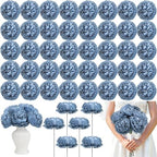 56 Pcs Peonies Artificial Flowers, 4.7’’ Fake Peony - Dusty Blue by Scawim