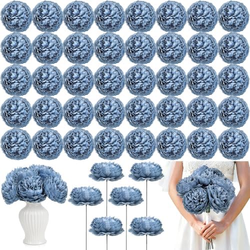 56 Pcs Peonies Artificial Flowers, 4.7’’ Fake Peony - Dusty Blue by Scawim