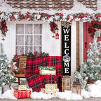 Welcome Sign for Front Porch– 47inch with 12 Wooden Interchangeable Vertical Home Wall Decor(6 double sided disks), Standing and Hanging Farmhouse Outdoor Indoor Decor Welcome Door Sign for - Image 4
