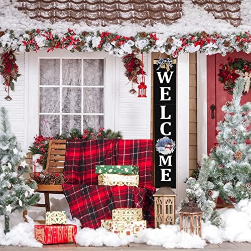 Welcome Sign for Front Porch– 47inch with 12 Wooden Interchangeable Vertical Home Wall Decor(6 double sided disks), Standing and Hanging Farmhouse Outdoor Indoor Decor Welcome Door Sign for - Image 4