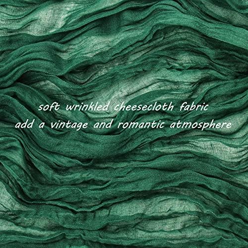 35x120 Inch Dark Green Cheesecloth Table Runner Wedding Holiday Decor - Image 3