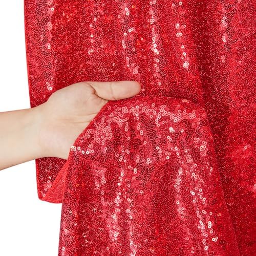 Red Glitter Sequin Backdrop Curtains 6ftx8ft Photo Drapes - Image 5