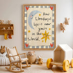 Framed Colorful Kids Quotes Motivational Wall Art 08x10 inch HOW WONDERFUL LIFE IS NOW YOU'RE IN THE WORLD Poster Cute Moon And Stars Canvas Prints Nursery Classroom Wall Decor - Image 4