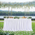 Table Skirt for Teacher Desk Classroom Wedding Baby Shower, White, 12ft by Genafy