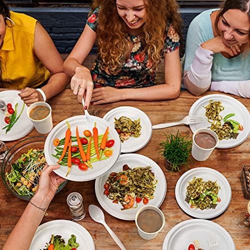 Gezond 350pcs Compostable Plates Set Heavy-duty Disposable Plates Utensils - Image 6