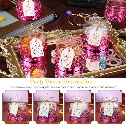 Jingmore 30 Sets Mini Crown Candy Boxes Party Favor,Rose Purple and Clear - Image 6