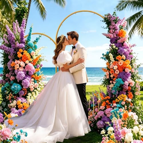 Wedding Arch Backdrop Stand, Gold Metal, Set of 2, 7.2FT and 6FT, for Birthday Party, Baby Shower, Graduation, Photo Booth, Balloon Floral Decoration - Image 3