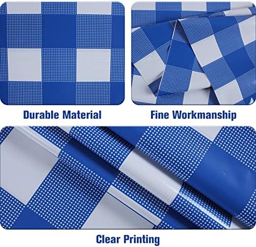 Kesfey Blue Gingham Tablecloth Picnic Party Checkered Table Cover 12 Packs - Image 3