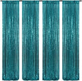 Poise3EHome Teal Sequin Backdrop Curtain,4 Panels 2FTx8FT Glitter Background for Party Birthday Party Baby Shower Wedding Christmas Thanksgiving Halloween Holiday Festival Decor by Poise3EHome