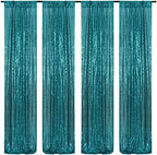 Poise3EHome Teal Sequin Backdrop Curtain,4 Panels 2FTx8FT Glitter Background for Party Birthday Party Baby Shower Wedding Christmas Thanksgiving Halloween Holiday Festival Decor by Poise3EHome