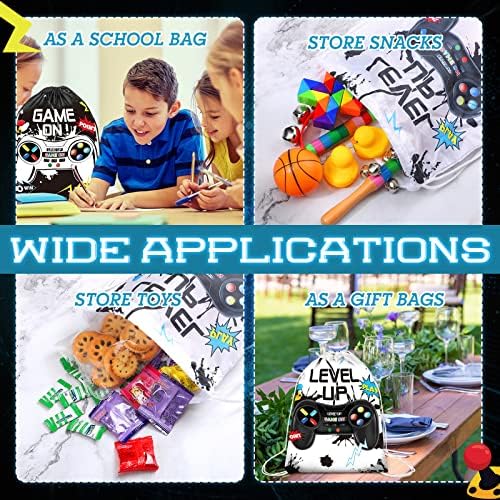 Roowest 36 Pcs Video Game Party Favor Bags for Kids, Black, White - Image 4