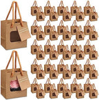 50 Pcs 4 x 2.75 x 4.5 in Brown Kraft Paper Gift Bags with Window & Handles by Fuutreo
