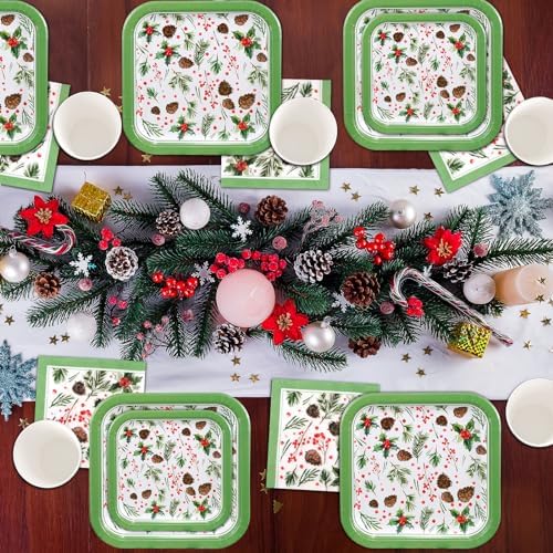 350 Pcs Christmas Paper Plates and Napkins Set Disposable Serve 50 - Image 5