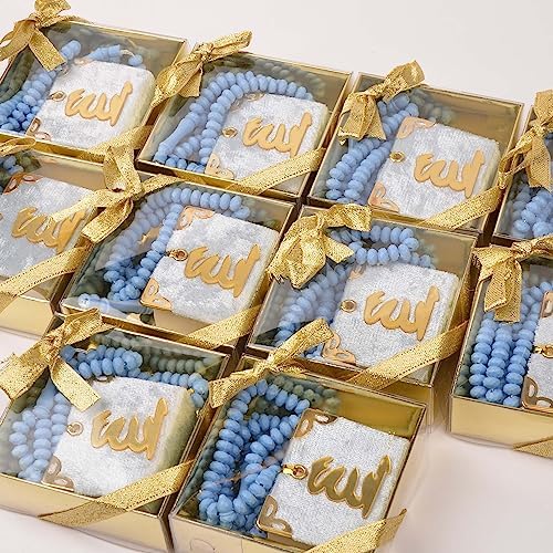 BABY SHOWER CHOCOLATE Set of 10 Islam Quran Tasbeeh Islamic Set | Holy Quran Prayer Beads Gift Box Favor (Blue) - Image 3