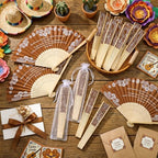Barydat 24 Sets Cielito Lindo Baby Shower Favors De Barro Paper Hand Fans with Organza Bags Mexican Folding Fans Handheld Home Decor DIY Supplies for Guest Talavera Bridal Baby Shower (Terracotta) - Image 3