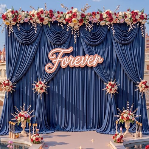 40x15ft Navy Blue Backdrop Curtains for Parties Wrinkle Free Fabric Backdrop Curtain Birthday Photo Drapes Backdrop for Wedding Baby Shower Bridal Photo Shoot Photography Back Drop 8 Panels 5x15FT - Image 3