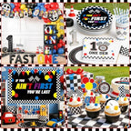 Fast One Birthday Decorations for Boys Racing Car First Birthday Party Supplies Tableware Cars Birthday Paper Plates Napkins Forks Backdrop Balloon Banner Balloon Boxes - Image 7