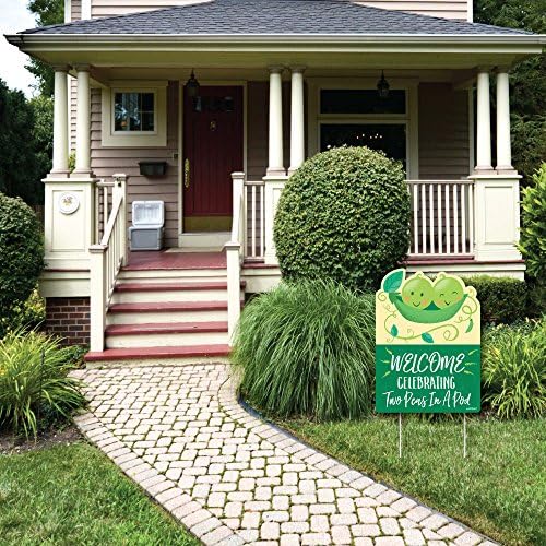 Big Dot of Happiness Double the Fun - Twins Two Peas in a Pod - Party Decorations - Baby Shower or First Birthday Party Welcome Yard Sign - Image 3