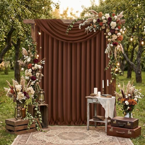 Brown Backdrop Curtains 10ftx10ft Rustic Polyester Photo Drapes - Image 4