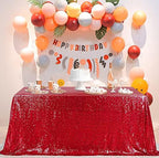 QueenDream Red Sequin Tablecloth 90x132 Inch Red Glitter Table Cloth - Image 5
