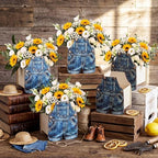 6 Pack Blue Jean Baby Shower Centerpieces for Table Wooden Flower Boxes - Image 3