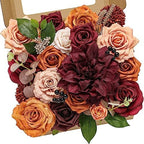 Serwalin Artificial Fall Flowers, Burgundy Orange Silk Flowers for Wedding by Serwalin