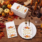 Potchen 100 Pcs Linen Feel Napkins Disposable, Thanksgiving Pumpkins - Image 2