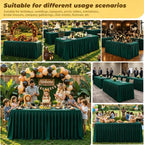 Green Polyester Table Cloths for Rectangle 8 Foot Tables, 6 Pack Wrinkle Free Tablecloths Stretchy Banquet Ruffle Fitted Table Cover Desk Skirt for Parties Wedding Birthday Baby Shower - Image 6