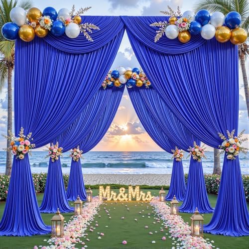 32ftx10ft Wrinkle Free Royal Blue Backdrop Curtain - 10 Feet Photography Backdrop Drapes, Silky Polyester Back Drop Cloth for Wedding Baby Shower Balloon Arch Background - Image 2