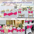 50 Pack Hot Pink Chair Sashes, Spandex Chair Bands Bows for Wedding Party Birthday Baby Shower Decor, Sashes for Chairs Banquet Events Decoration - Image 5
