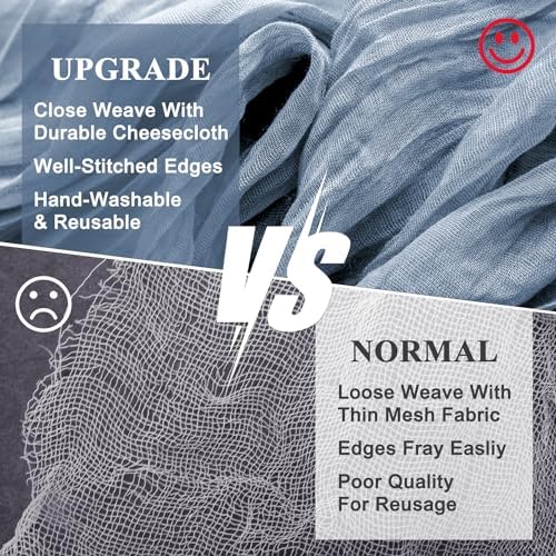 Wokceer Cheesecloth Table Runner Dusty Blue 10FT Boho Gauze, 12 Pack - Image 4