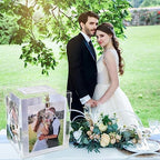 OurWarm Acrylic Wedding Card Box with Picture Frame for 8x10 Photos, Large Rotatable Envelope Post Money Gift Box Holder with Lock Slot for Reception Anniversary Graduation Birthday Party Baby Shower - Image 4