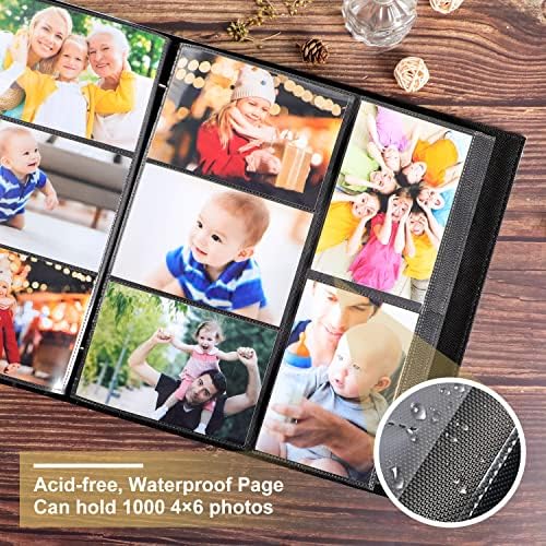 Ywlake Baby Photo Album 4x6 1000 Pocket Pictures, Leather Large Capacity Newborn Shower Boy Bebe Album Holds 1000 Horizontal Vertical Photos Blue - Image 4