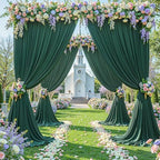 20x12ft Hunter Green Backdrop Curtain Panels for Parties - Wrinkle Free Polyester Photo Curtain Backdrop Wedding Back Drop Fabric Drapes for Party Decorations Background for Photography - Image 3
