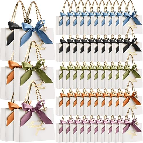 Colarr 60 Pcs Small Thank You Gift Bags with Handles, White Bag by Colarr