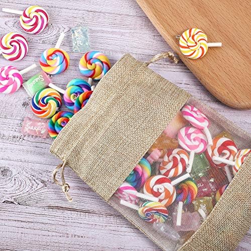 Shappy 50 Pcs 5 x 7 Inch Organza Burlap Bag with Drawstring, Flaxen - Image 4