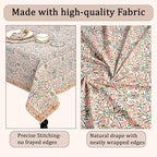 Ridhi Salmon & Green Hand Block Print Cotton Tablecloth 108 x 60 Inch - Image 6