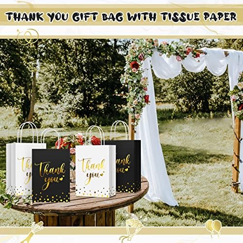 PerKoop 60 Pack Thank You Paper Gift Bags, Classic, Black and White - Image 5