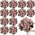 12 Bundles Peonies Artificial Flowers - Pink by TOBILU