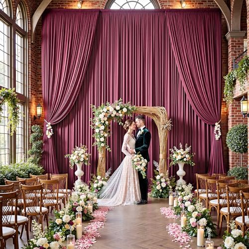 50ftx15ft Burgundy Backdrop Curtains for Parties, Wrinkle Free Polyester Burgundy Photo Backdrop Drapes 10 Panels 15 ft Long Back Drop Cloth for Wedding Birthday Photography Background Party - Image 3