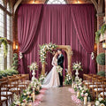 20ftx15ft Burgundy Backdrop Curtains for Parties, Wrinkle Free Polyester Burgundy Photo Backdrop Drapes 4 Panels 15 ft Long Back Drop Cloth for Wedding Birthday Photography Background Party by Htper