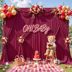20x15ft Burgundy Backdrop Curtains for Parties Wrinkle Free Fabric Backdrop Curtain Birthday Photo Drapes Backdrop for Wedding Baby Shower Bridal Shower Photography Back Drop 4 Panels 5x15FT - Image 4