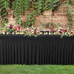 Besutolife 8ft Black Tablecloths Rectangle Spandex Tablecloth Wrinkle-Resistant Ruffles Design for Banquets Parties Wedding Dining Table - Image 2