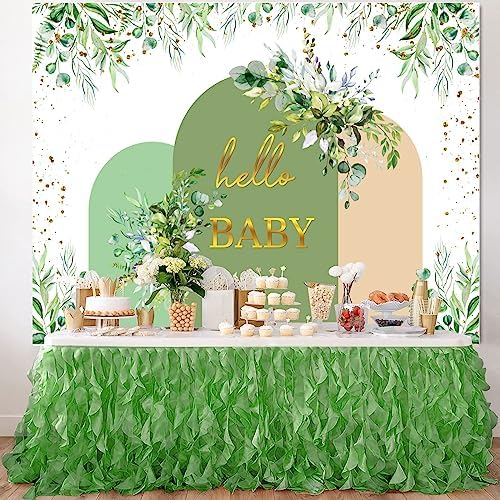 Greenery Boho Arch Baby Shower Backdrop Banner Decoration,Sage Green Oh Baby Banner Sign Backdrops Eucalyptus Leaf Photography Background for Neutral Woodland Baby Shower Party Decor Photo Prop 10x7ft - Image 4