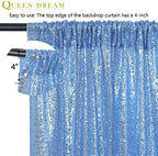 Baby Blue Christmas Backdrop Curtains 4 Pieces 2FTx8FT Sequin Photo Pooth - Image 5