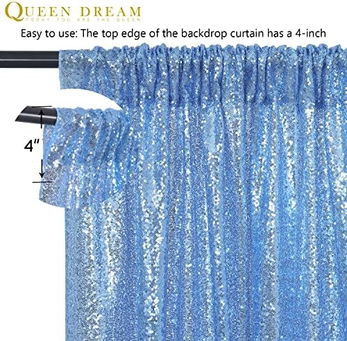 Baby Blue Sequin Backdrop Curtain 6x8FT Sparkly Blue Curtains for Wedding - Image 6