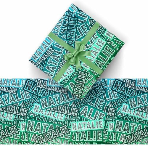 AOFUN Custom Wrapping Paper Christmas Wrapping Paper Thick Cute Birthday Wrapping Paper Personalized Wrapping Paper with Name/Text 3 Rolls 58" x 23" - Image 2